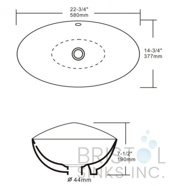 BV105 VITREOUS CHINA ABOVE COUNTER PORCELAIN OVAL VESSEL BATHROOM SINK - Image 5